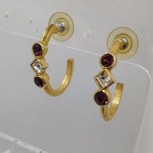 Avon Vintage Rhinestone  Hoop Earrings